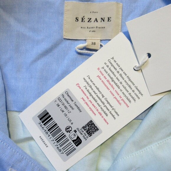 Sezane Pastel Colorblock Button Down Shirt - Picture 3 of 5